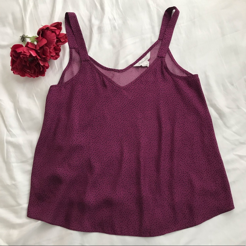 ✨BCBGeneration Purple Black Spotted Tank Top✨